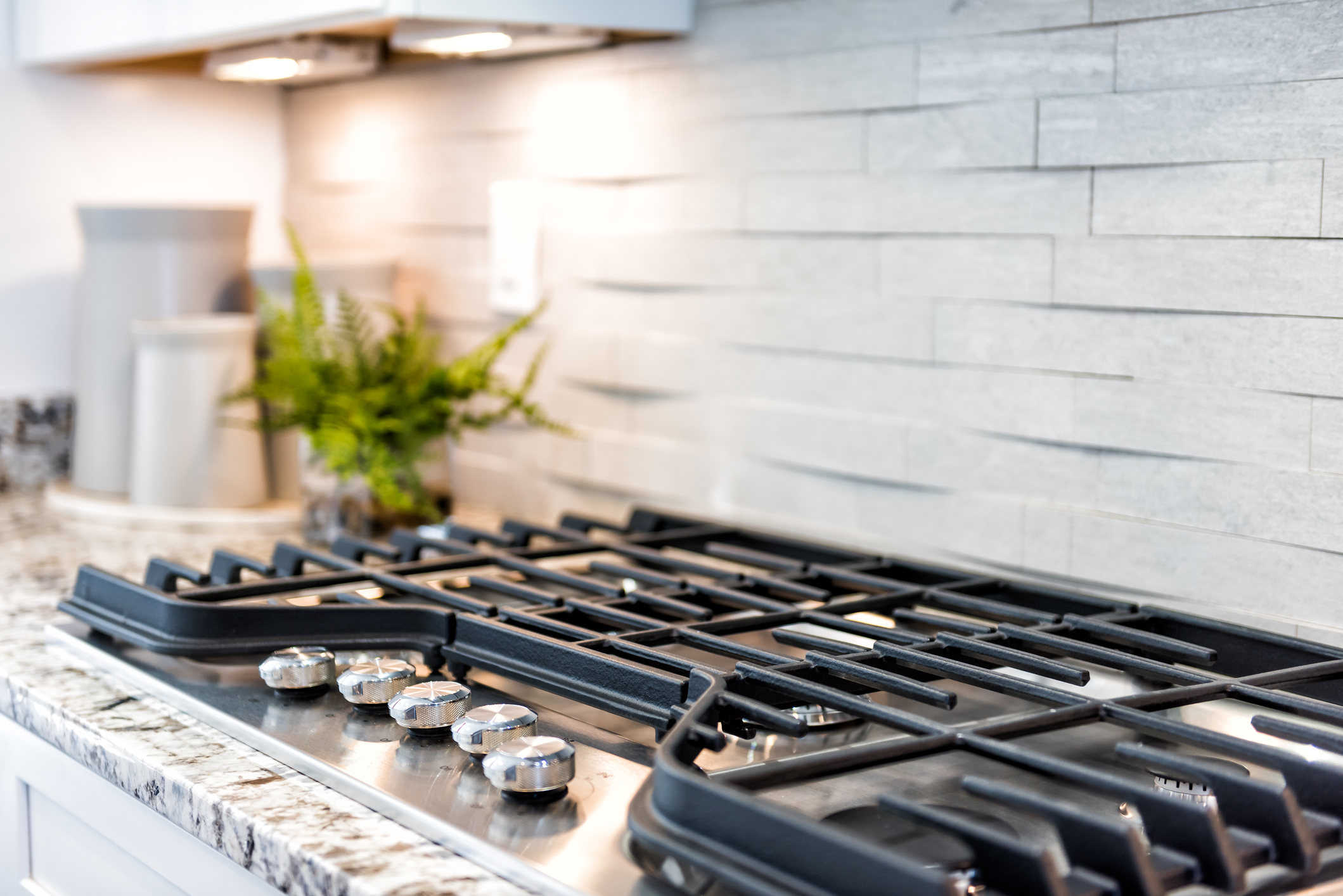 close-up of a sleek kitchen cooktop