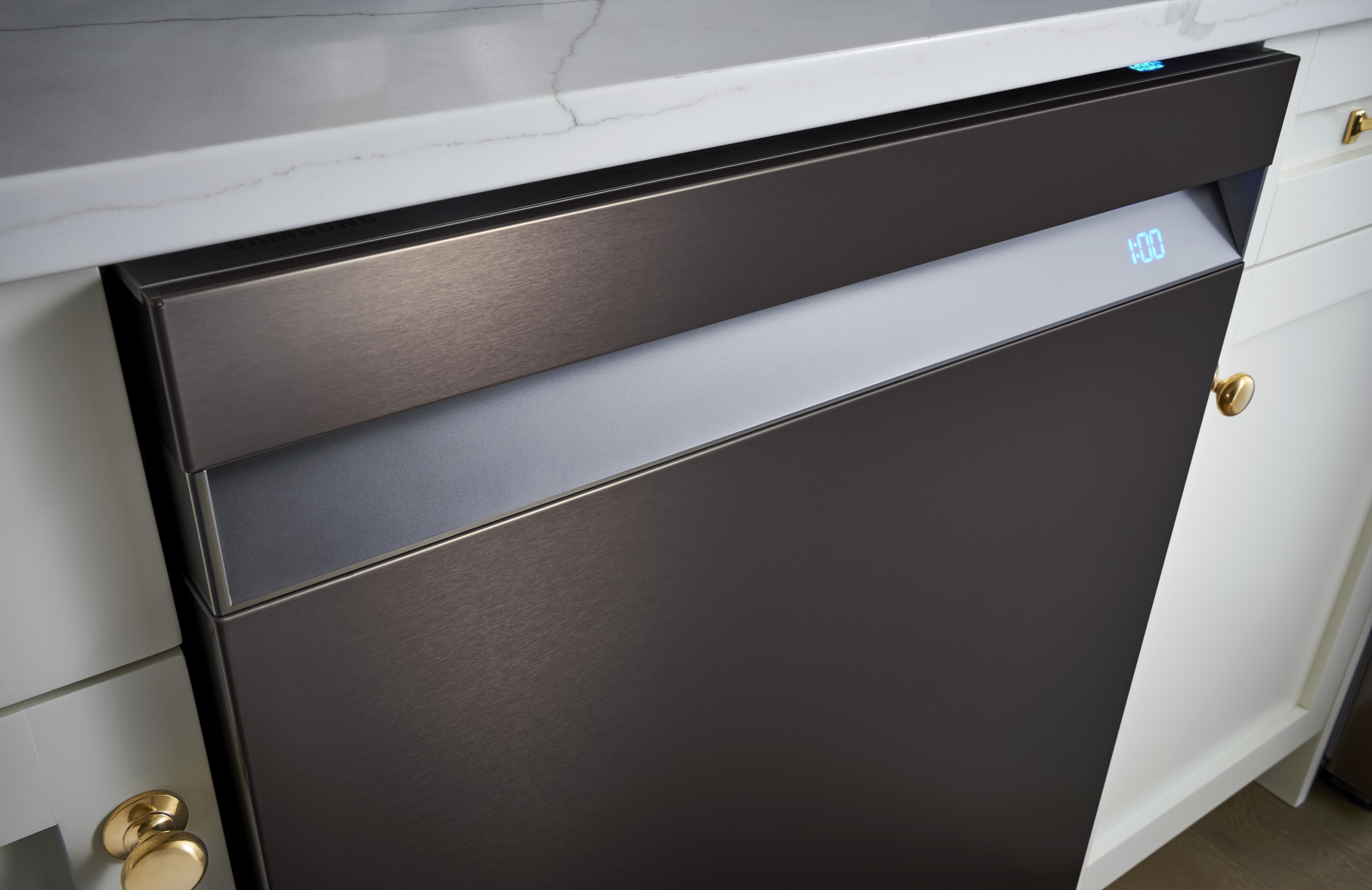 closeup of Samsung DW80R9950UT dishwasher control panel