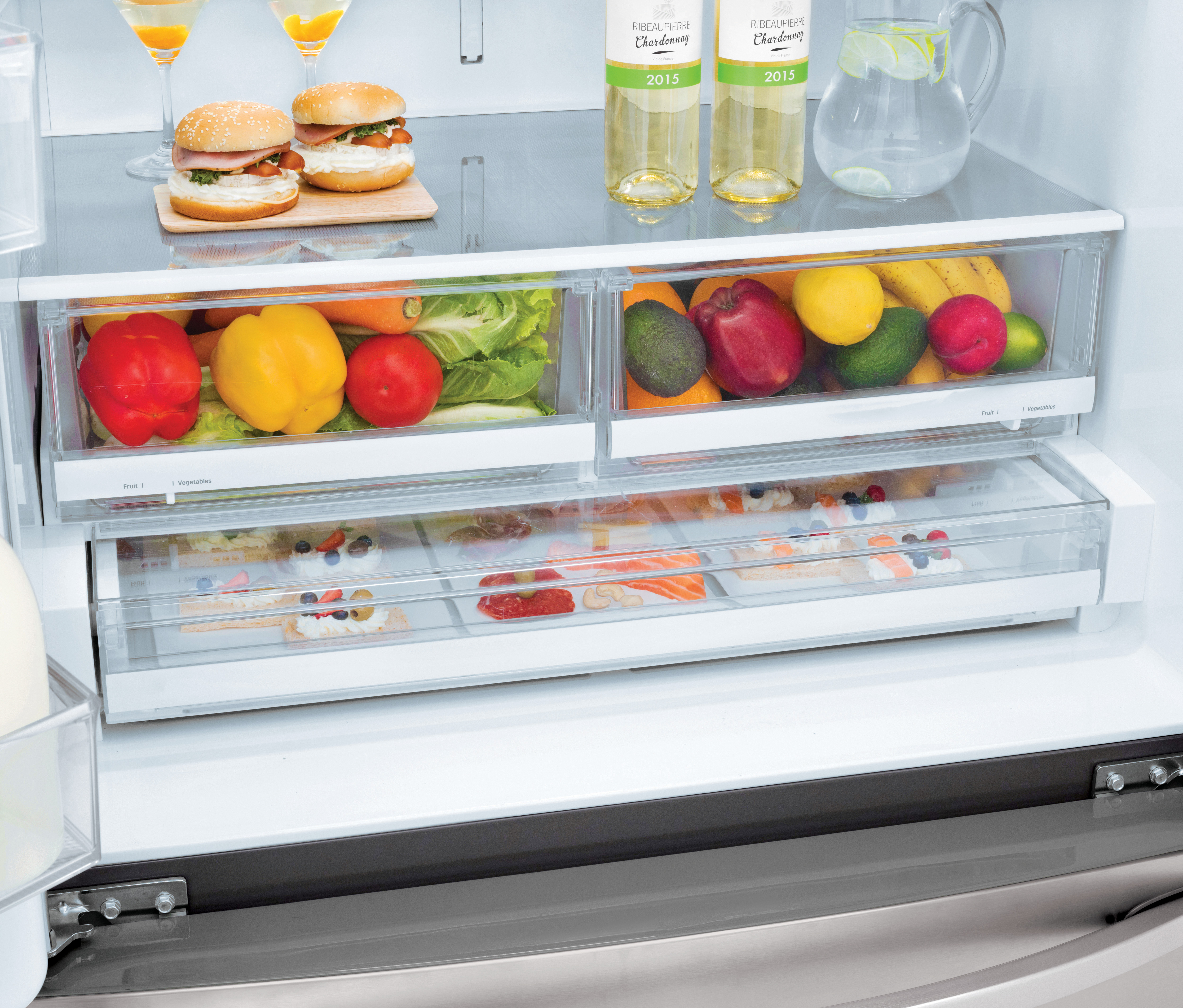 LG product image wide drawer and crisper drawers