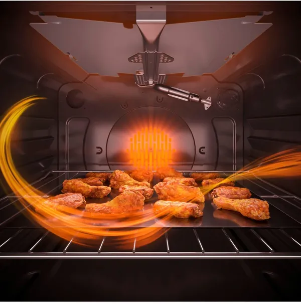 A graphic of the convection baking system inside the GE JGS760SPSS range 