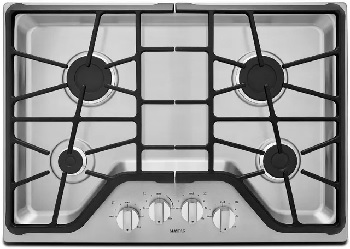 Overhead view of the Maytag MGC7430DS 30” gas cooktop 