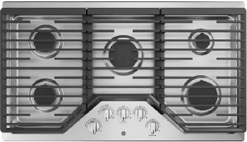 Overhead view of the GE JGP5036SLSS 30” gas cooktop 
