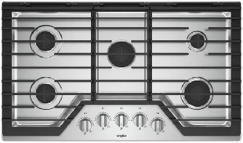 Overhead view of the Whirlpool WCG55US6HS 30” gas cooktop 