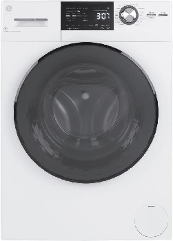 Front view of the GE GFQ14ESSNWW washer dryer combo 