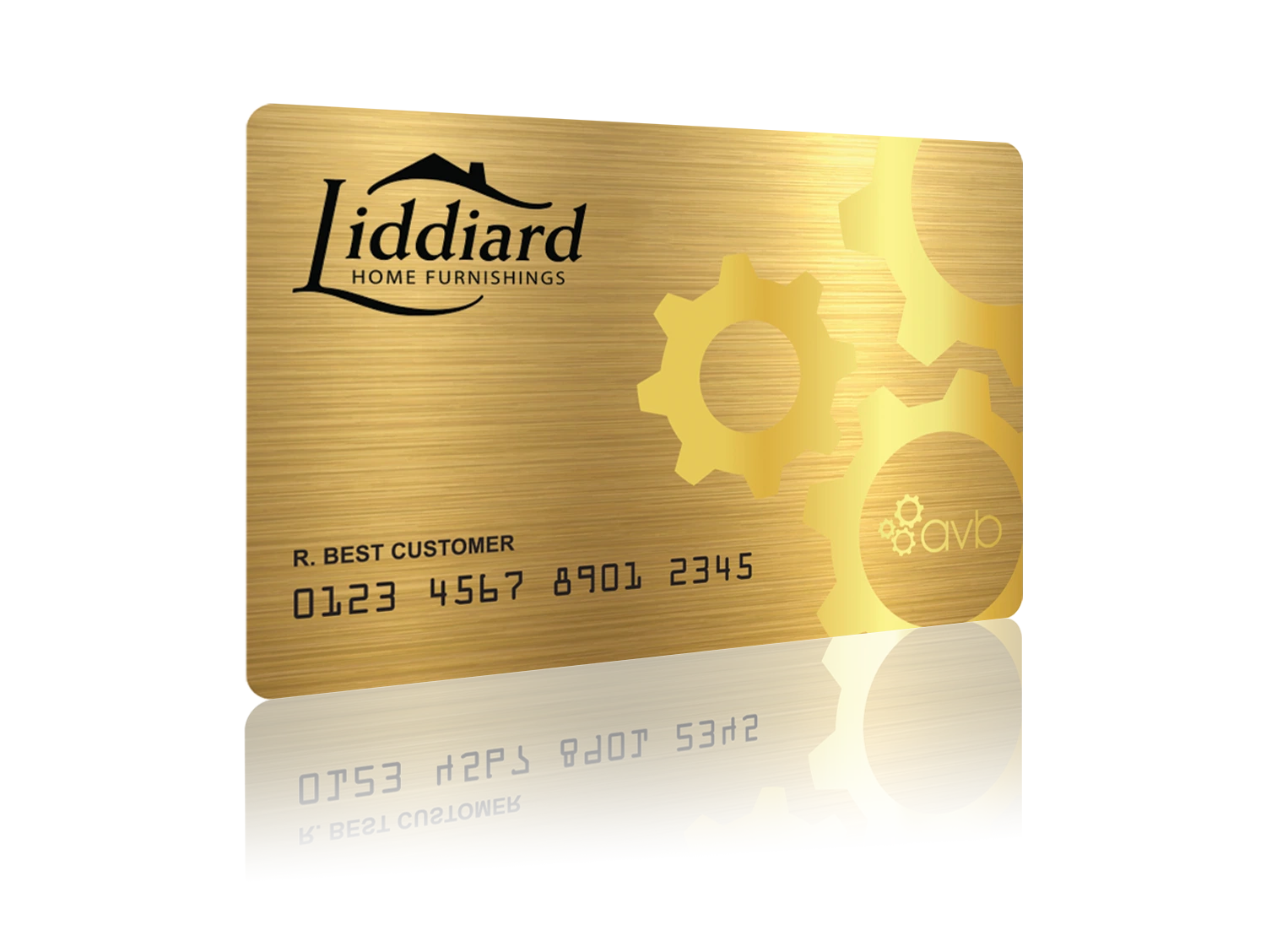 A close up of the Liddiard Home Furnishings appliance credit card 