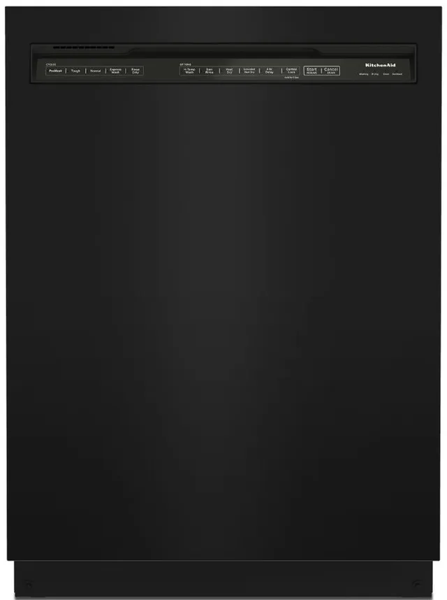 Front view of the KitchenAid KDFE204KBL dishwasher 