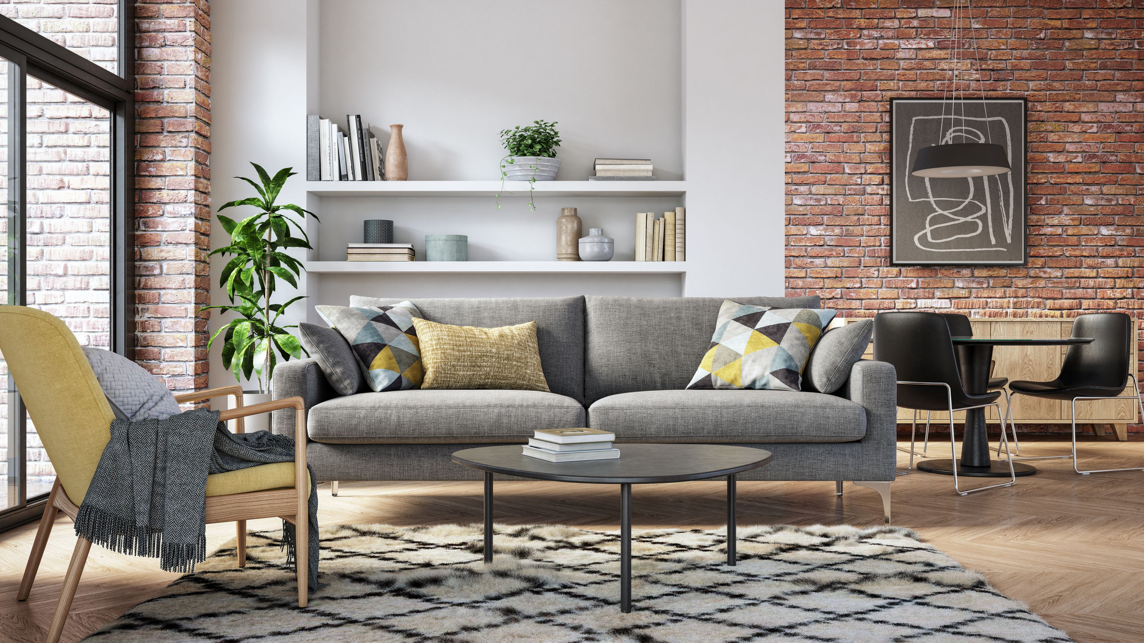 contemporary furnished living room