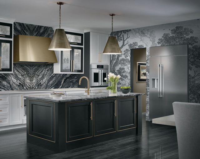 Front view of a Modern kitchen with Monogram appliances