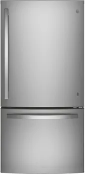 Front view of the GE GDE25EYKFS bottom freezer refrigerator 