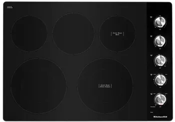 Overhead view of the KitchenAid KCES550HSS cooktop 