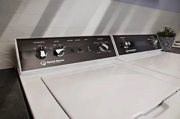  An up-close look at a Speed Queen washer and dryer set 