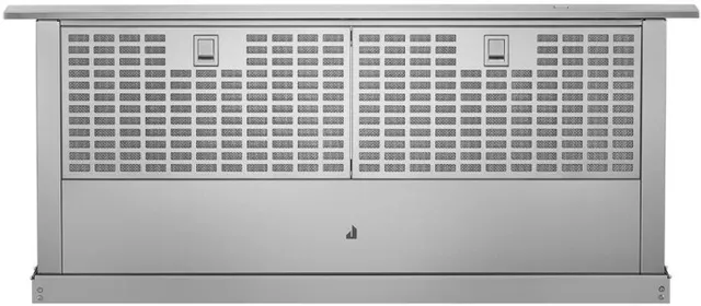 Front view of the JennAir JXD7036YS downdraft range hood 