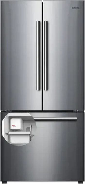 Front view of the Galanz GLR16FS2K16 French door refrigerator 