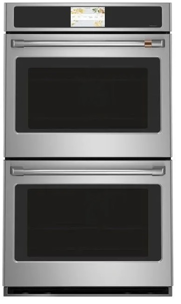 Front view of the Café CTD90DP2NS1 double wall oven 