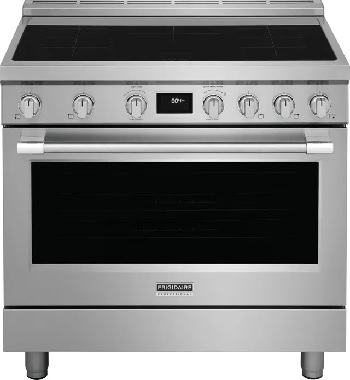 Front view of the Frigidaire Professional 36” PCFI3670AF induction range 
