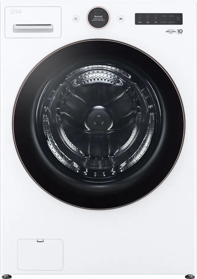 Front view of the LG WM6500HWA front load washer 