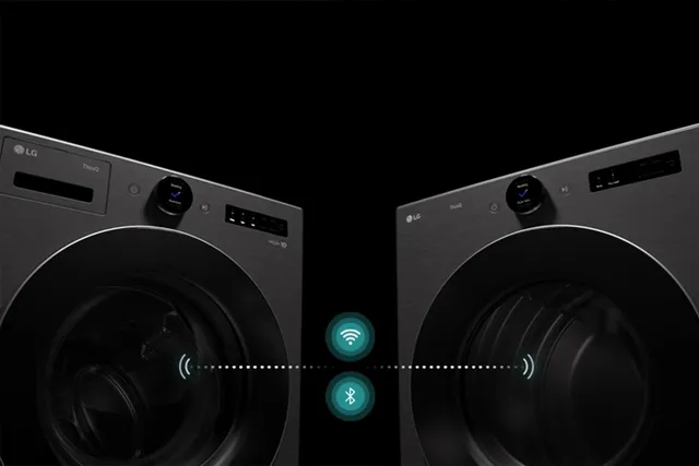 A graphic showing how Smart Pairing works on LG washers and dryers 