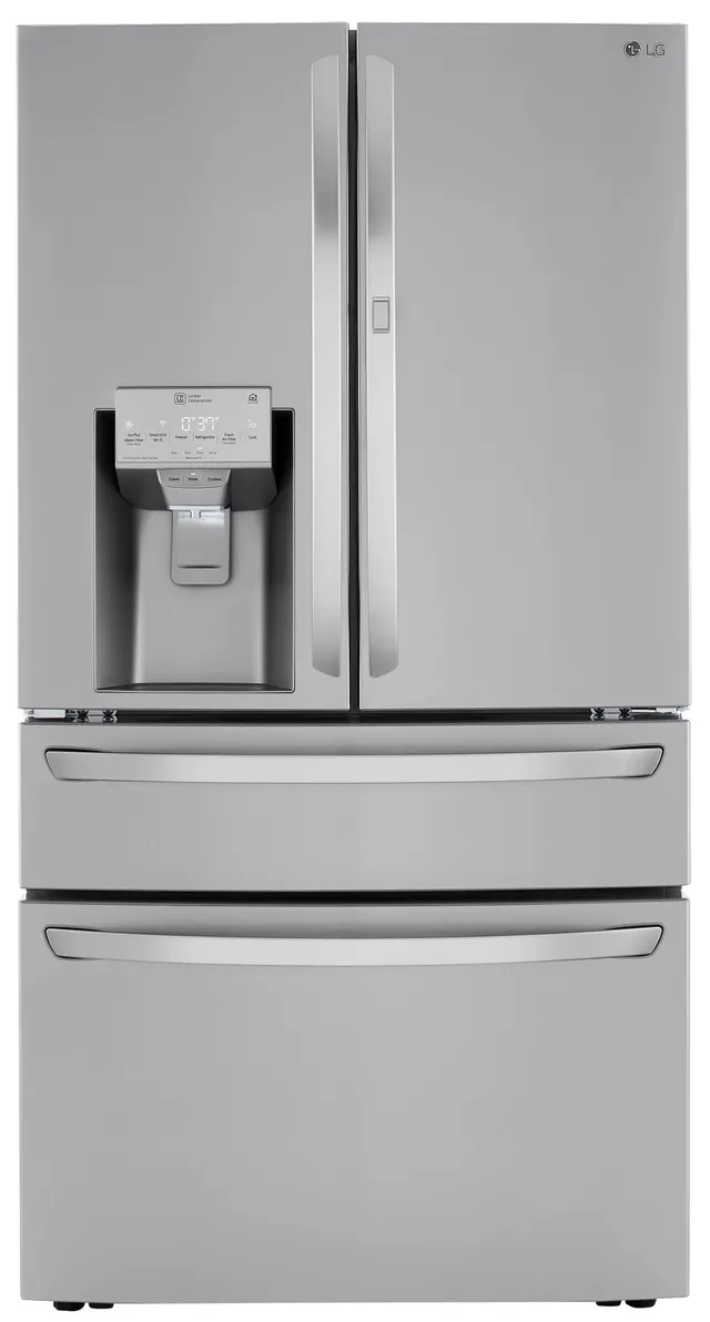 Front view of the LG LRMDS3006S French door refrigerator 