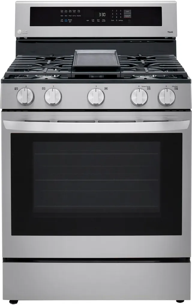 Front view of the LG LRGL5825F 30” gas range 