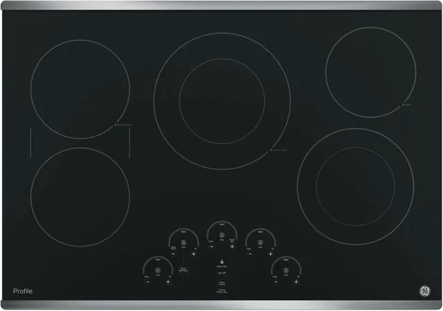 GE Profile Series 30” Black with Stainless Steel Electric Cooktop