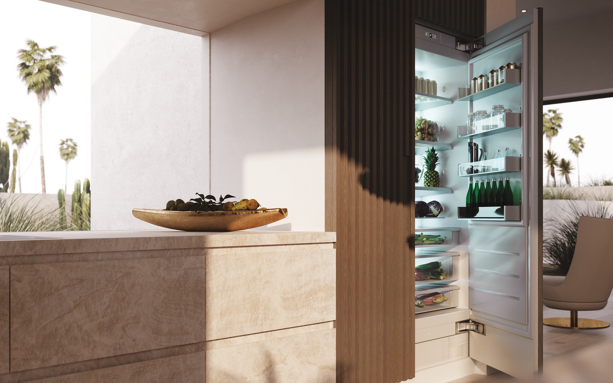 Monogram freezerless fridge with the door open