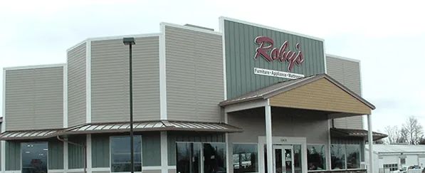 front view of Roby's Furniture and Appliance storefront in tillamook