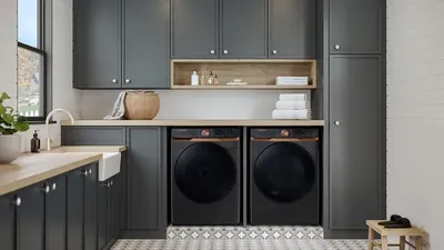 Samsung Brushed Black Front Load Laundry Pair