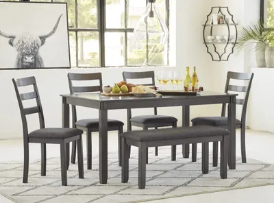 Signature Design Ashley Bridson 6 Piece Gray Dining Table Set