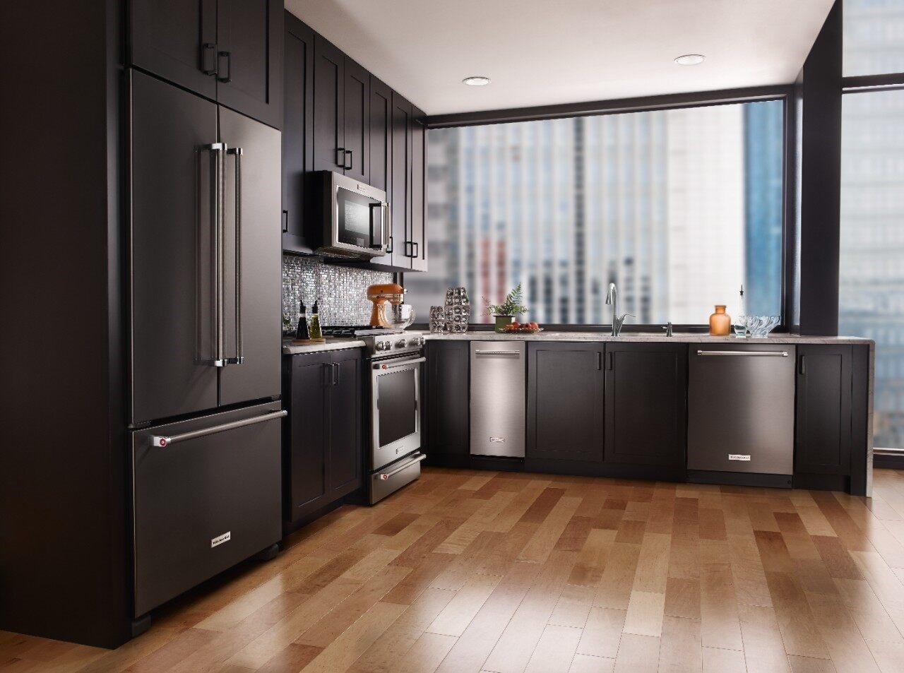KitchenAid kitchen suite with trash compactor