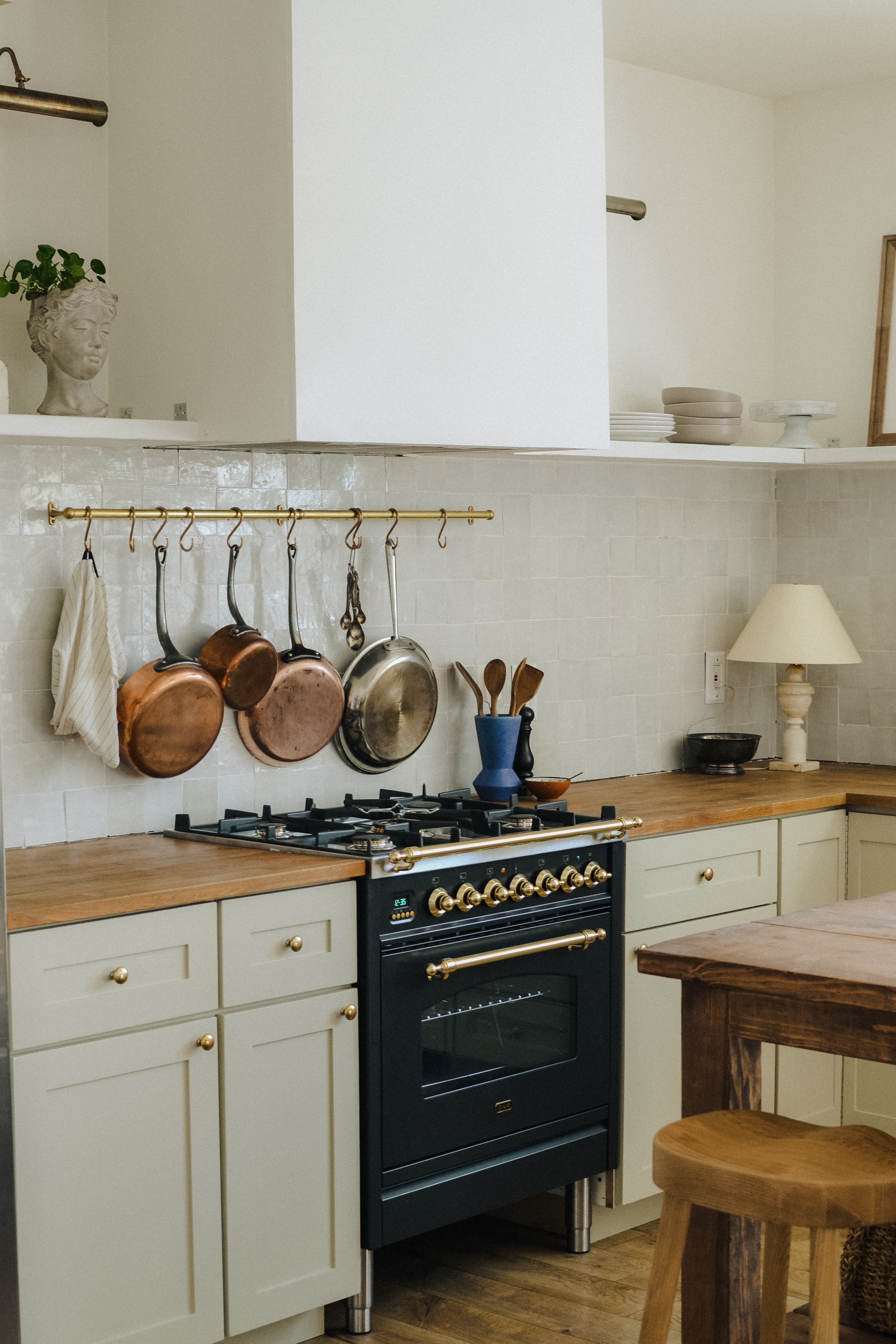 Dual fuel range in a kitchen