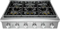 Front view of the Thermador Professional series rangetop 