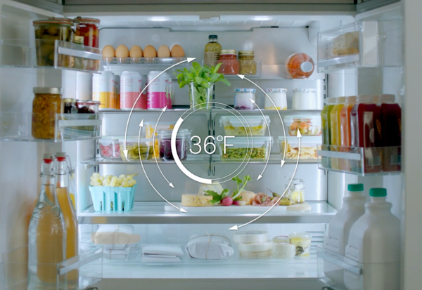 A graphic depicting the MultiAirFlow feature on Bosch refrigerators 