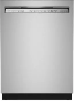 Front view of the KitchenAid KDFE104KPS dishwasher 