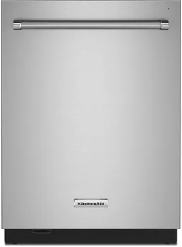 Front view of the KitchenAid KDTM804KPS dishwasher 