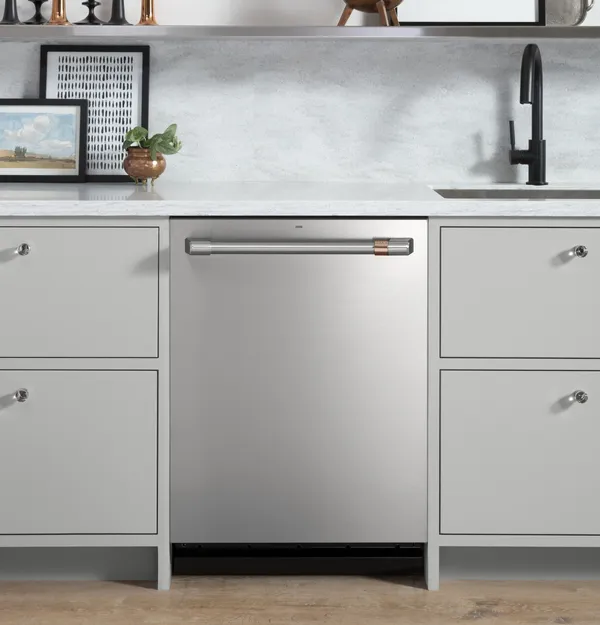 The Cafe CDT805P2NS1 dishwasher in a kitchen 