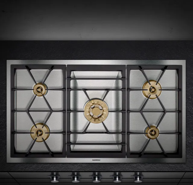 Overhead view of the Gaggenau Vario 400 series gas cooktop 