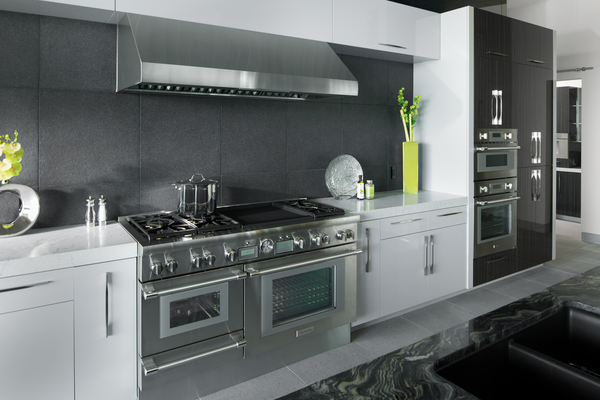 A luxury kitchen featuring Thermador appliances 