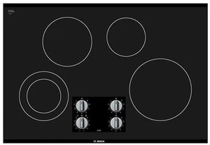 Overhead view of Bosch 500 Series NEM5066UC 30-inch black electric cooktop Overhead view of Bosch 500 Series NEM5066UC 30-inch black electric cooktop 