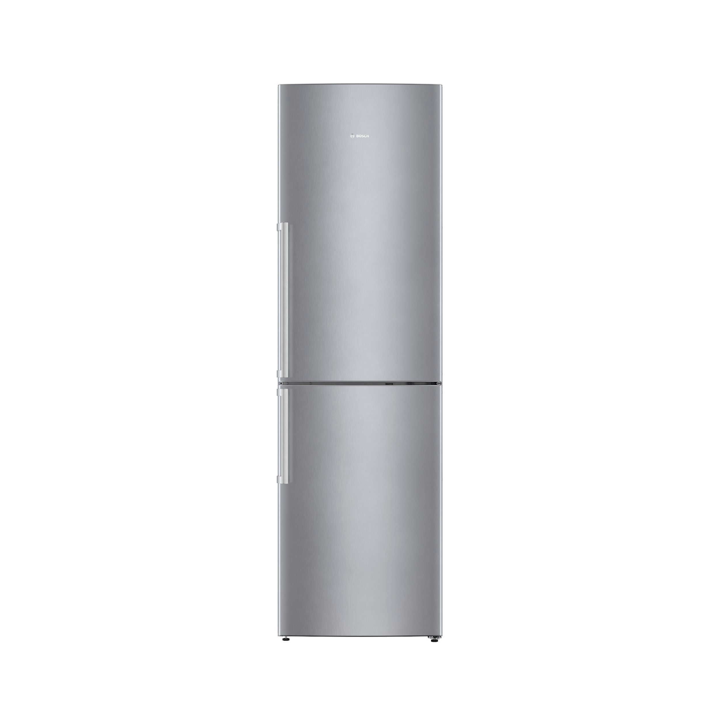 frontal view of stainless steel refrigerator door