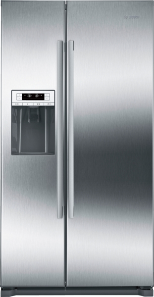frontal view of side by side refrigerator door 