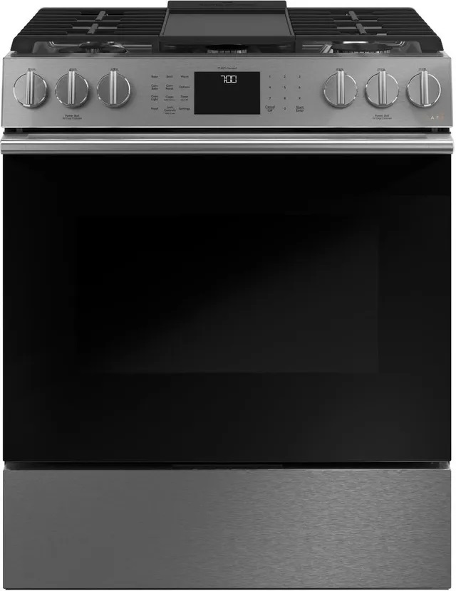 Front view of Café CGS700M2NS5 30-inch slide in gas range 