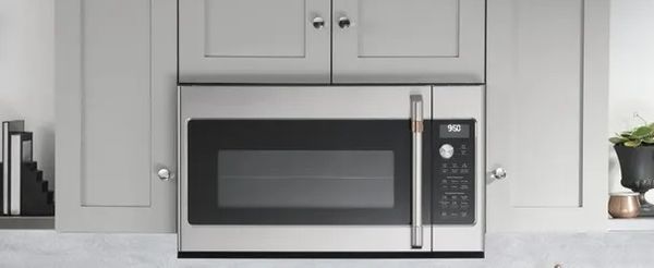 Front view of the Café CVM519P2PS1 over-the-range microwave 