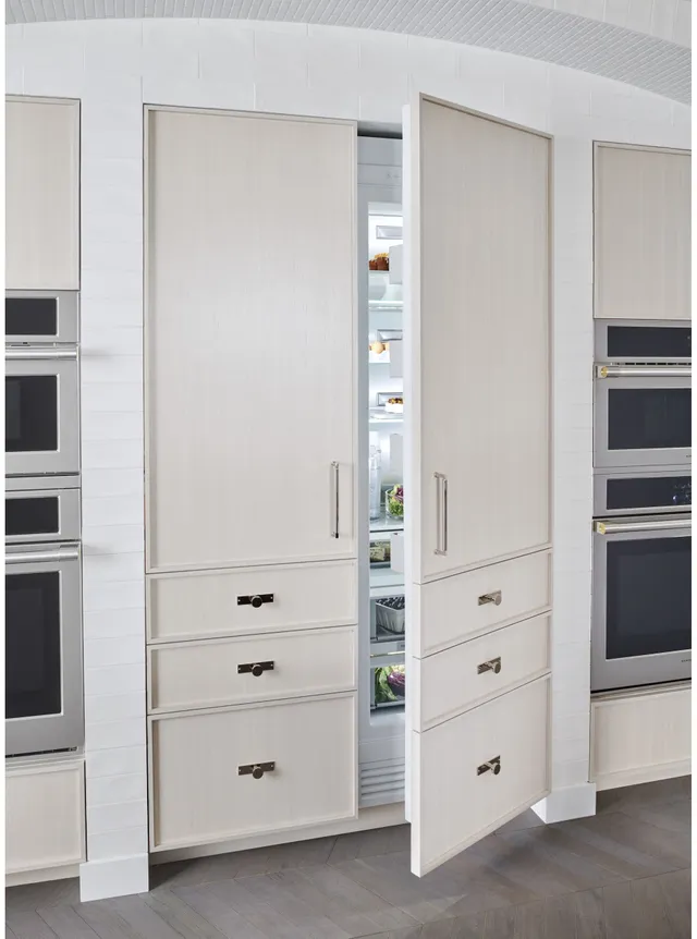 The Monogram ZIR241NPNII column refrigerator with its door slightly open 