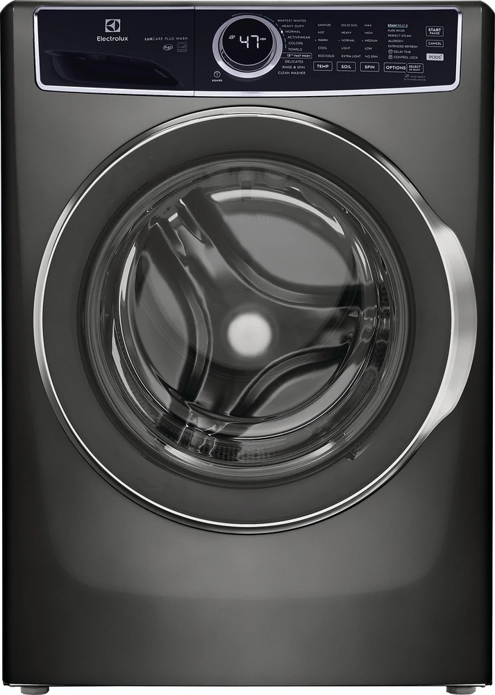 Front view of the Electrolux ELFW7537AT Titanium front load washer 