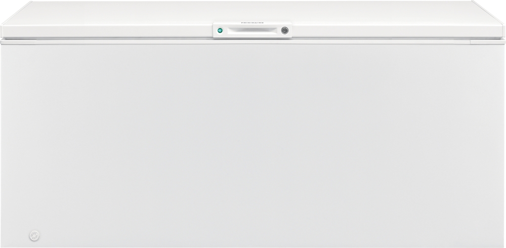 Wide shot of Frigidaire FFFC25M4TW full size chest freezer 