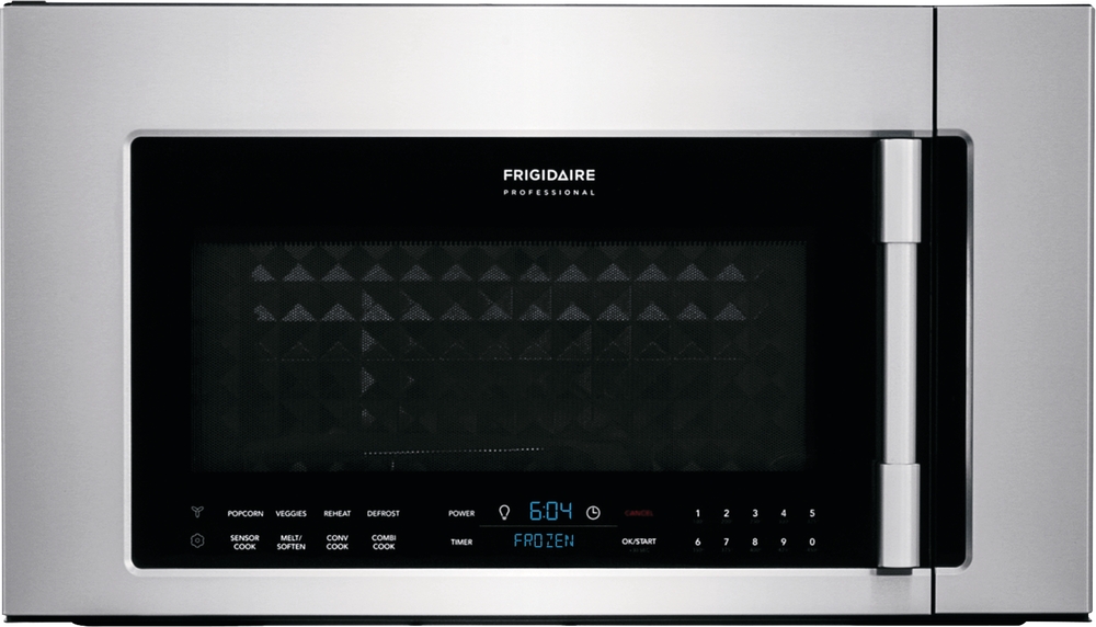 Front view of Frigidaire Professional FPBM3077RF convection oven microwave combo 