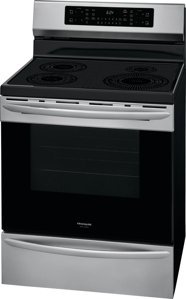freestanding black ceramic glass cooktop induction range