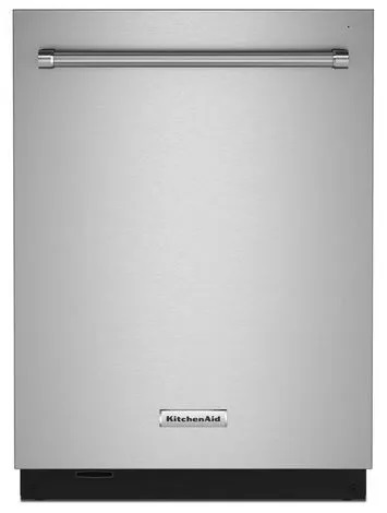 Front view of KitchenAid KDTM604KPS built-in dishwasher 