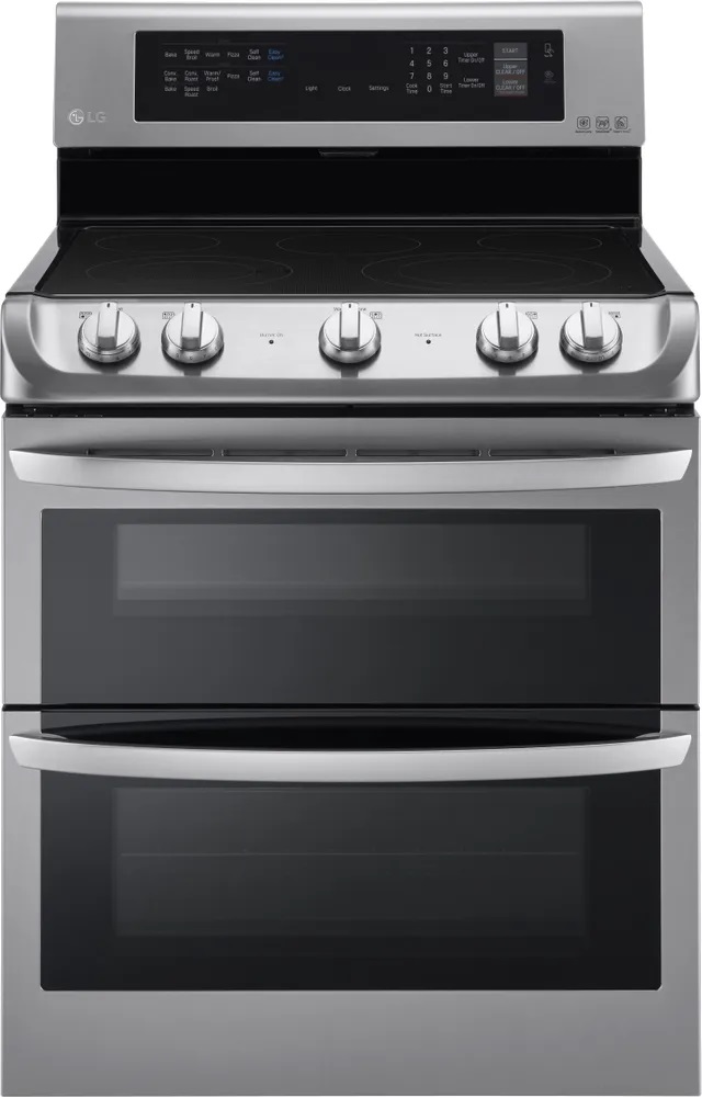 Front view of LG LDE4413ST 30-inch double oven electric range 