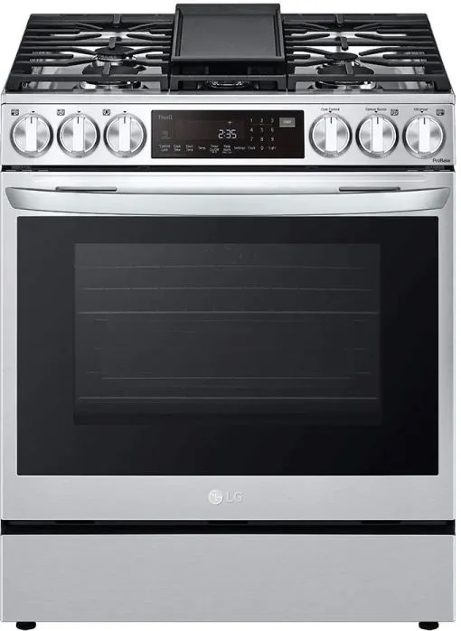 Front view of LG LSGL6335F 30-inch gas slide in range 